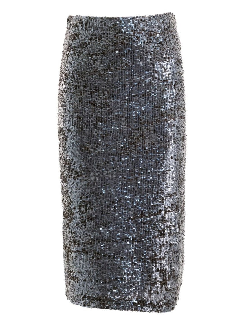Parosh Pencil Midi Skirt With All-Over Sequin Embroidery