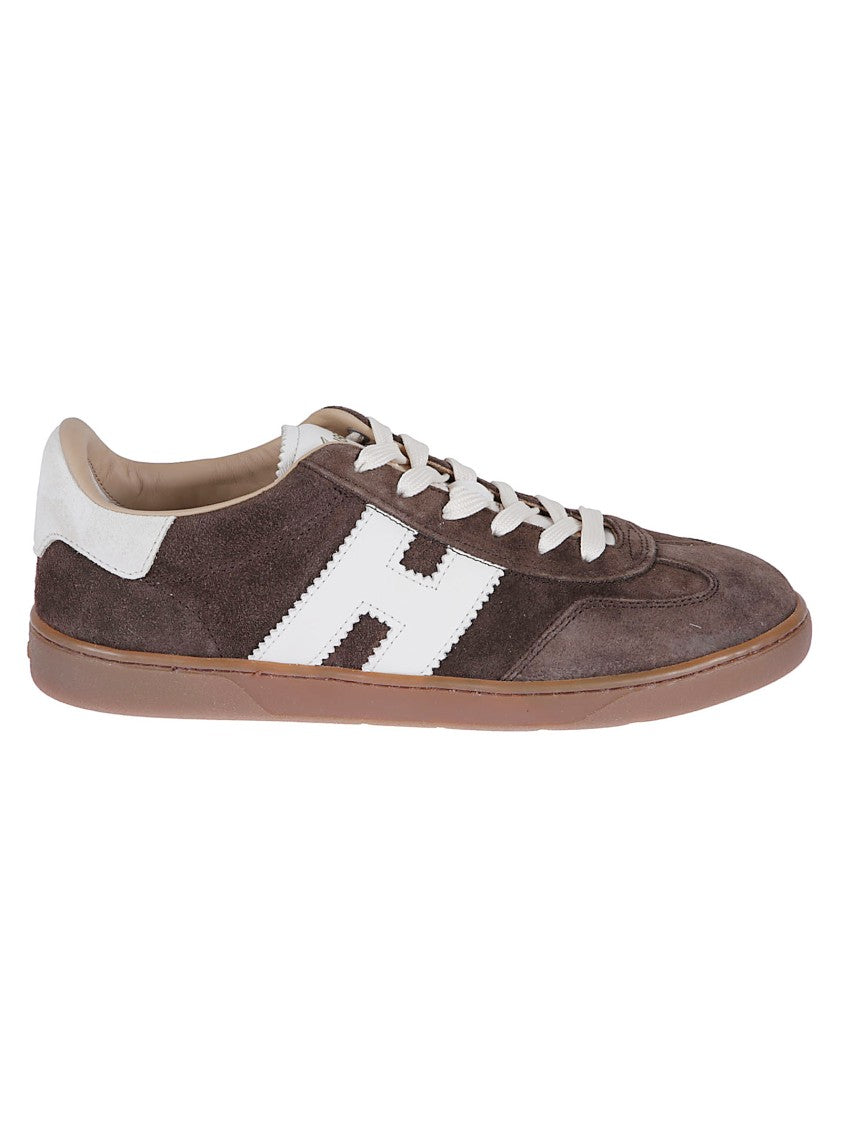 Hogan Dark Brown Suede Sneakers With Ivory Accents
