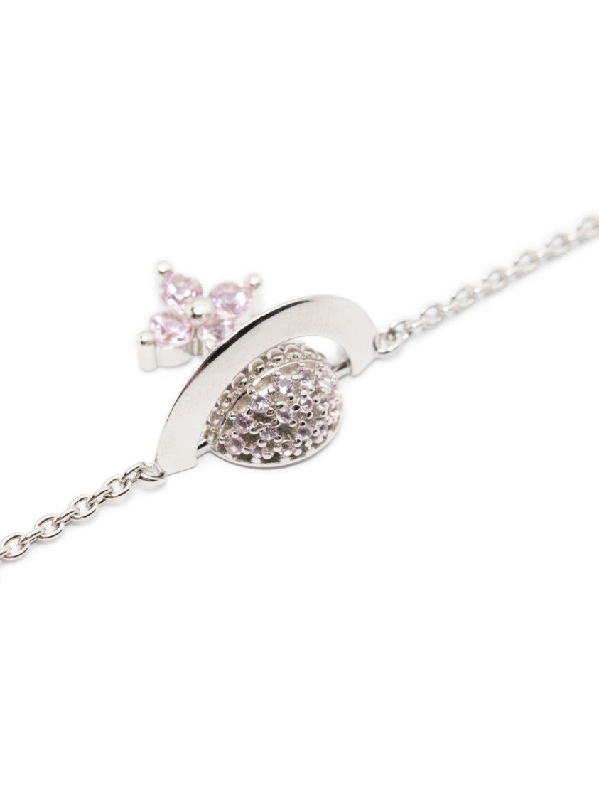 Vivienne Westwood Silver-Tone Orb Plaque Crystal Bracelet
