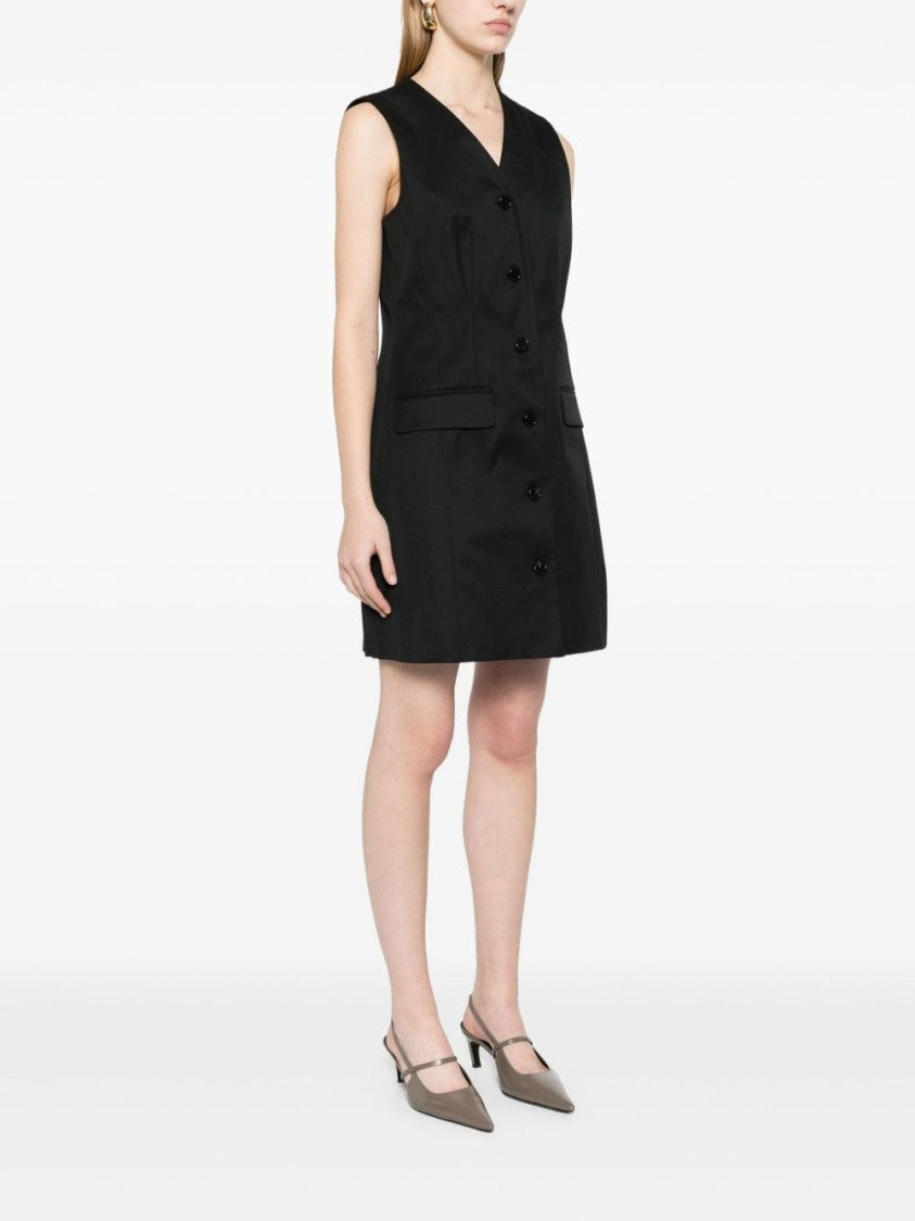 Theory Tailored Black Cotton Blazer Dress With Flap Pockets