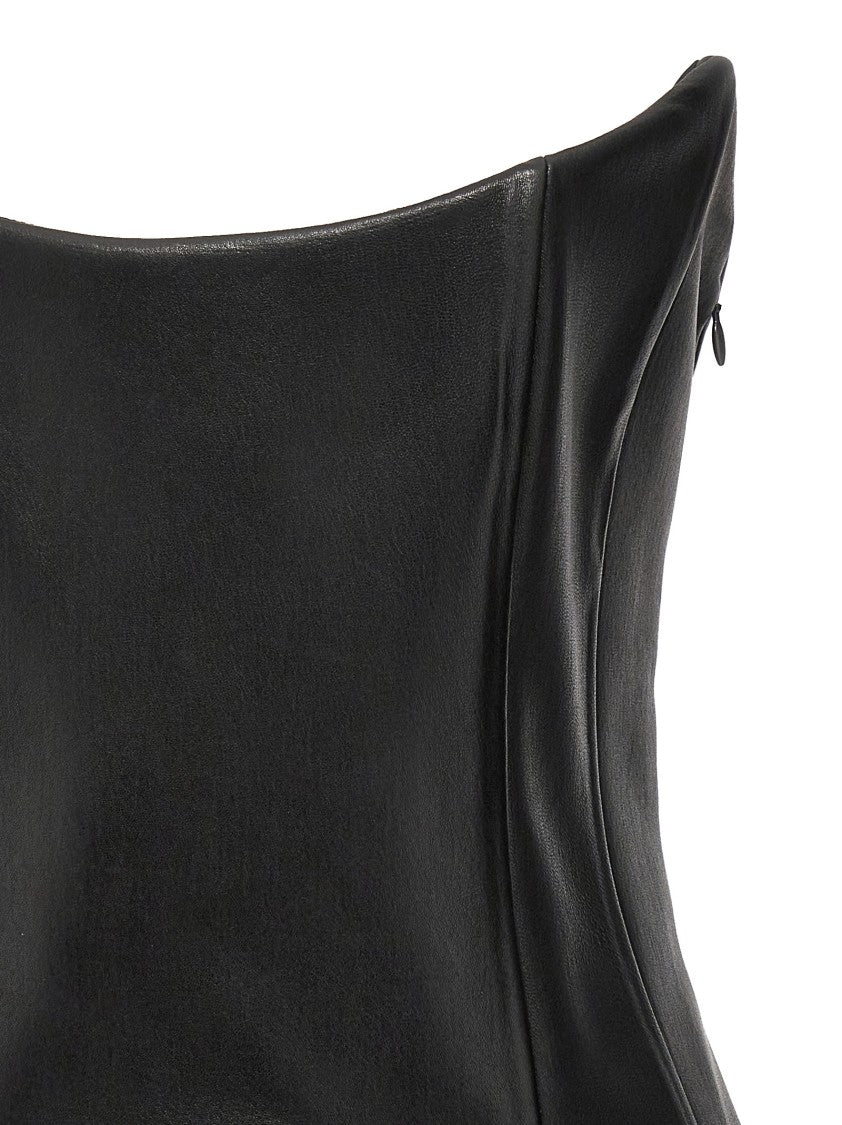 Mônot Asymmetric Leather Bustier Top