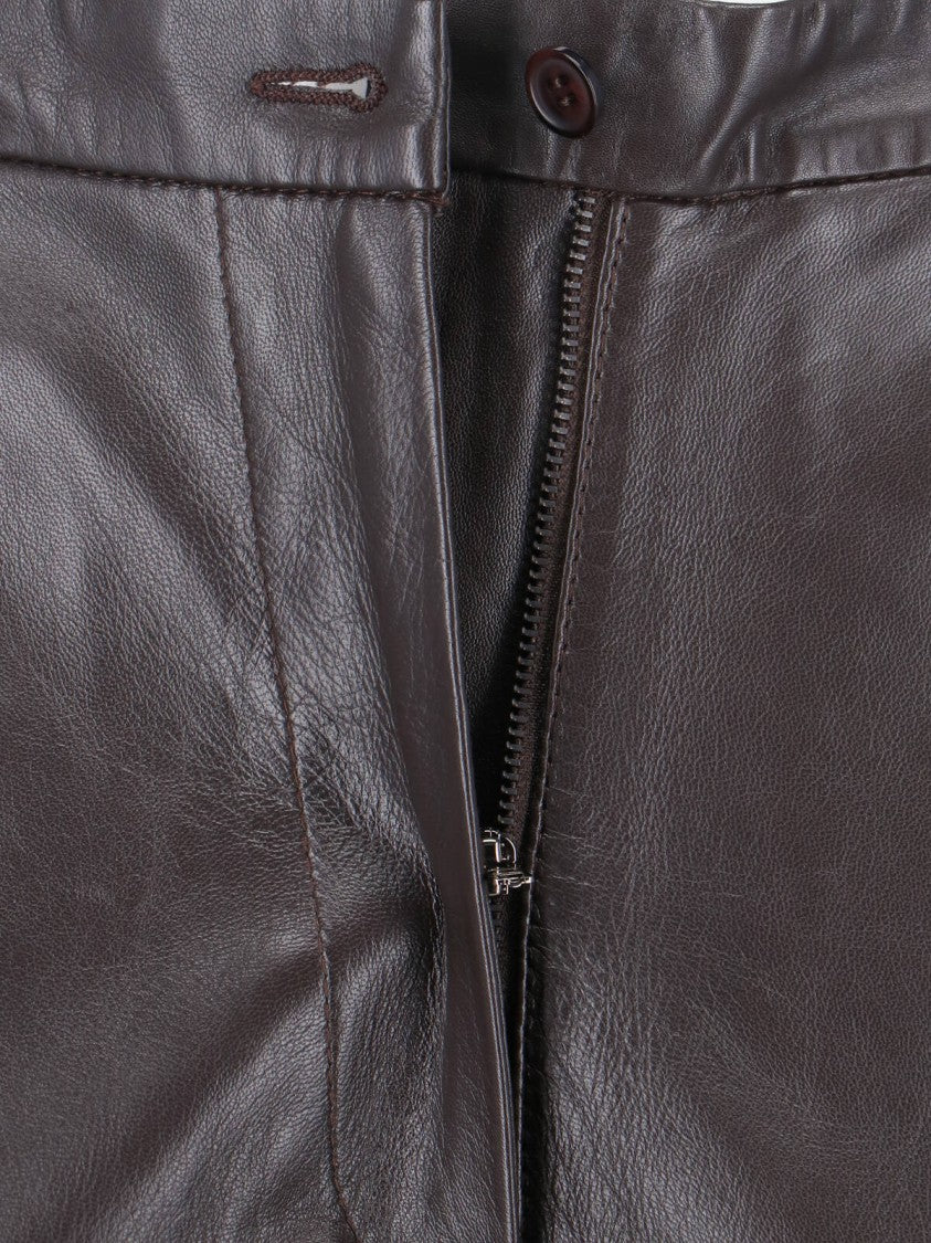 Novelle Tailored Brown Trousers With Straight Cut