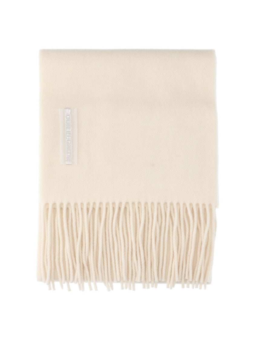 Our Legacy White Estate Fringed Wool Scarf