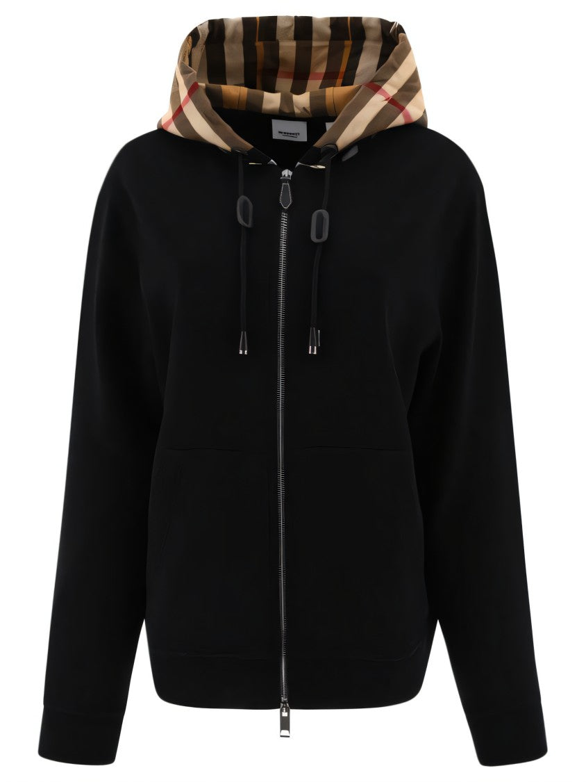 Burberry Hooded Black Jacket With Checkered Lining