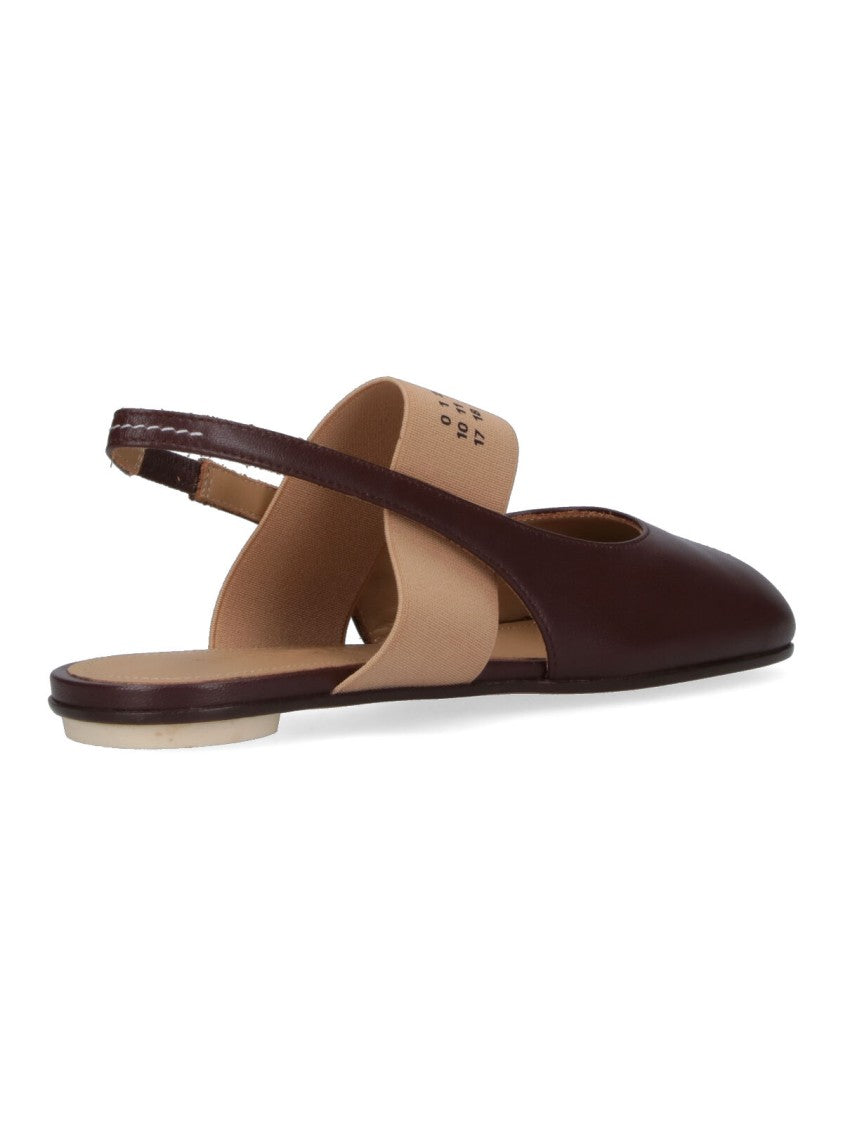 Mm6 By Maison Margiela Rounded-Toe Minimal Flats – Brown