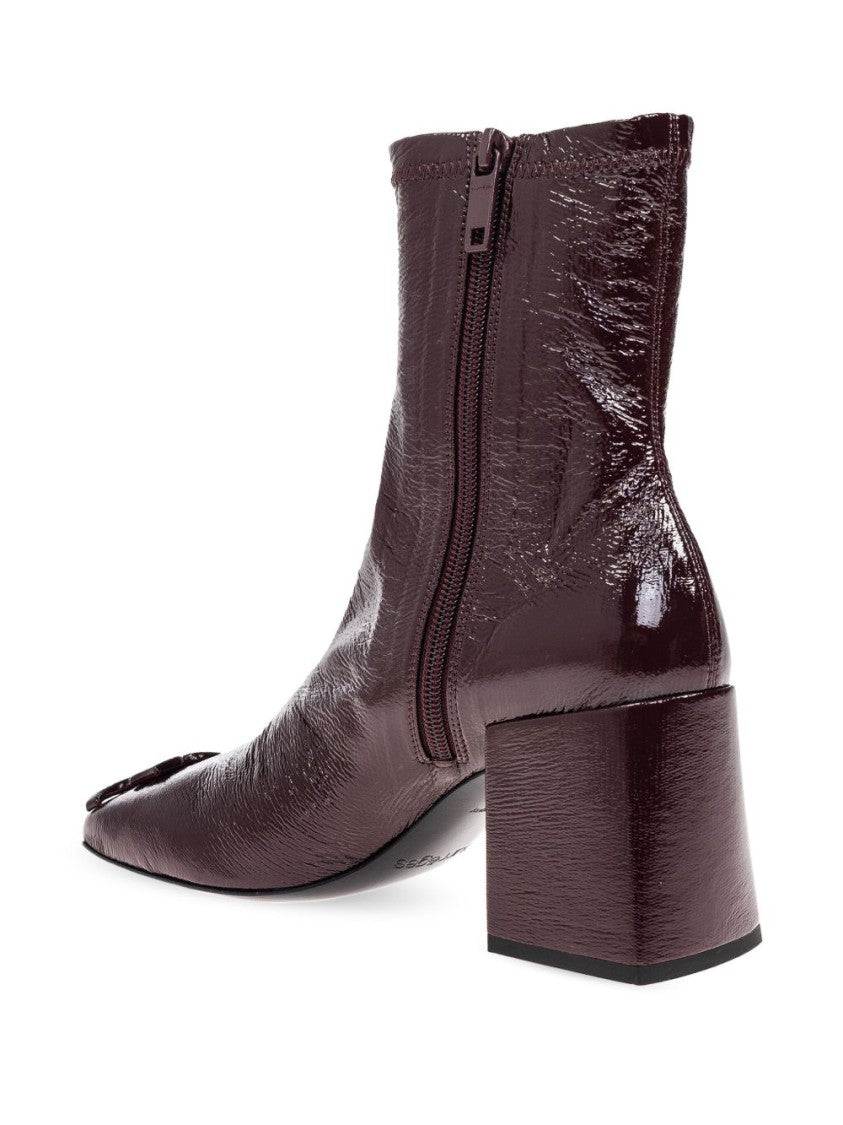Courrèges Glossy Burgundy Ankle Boots