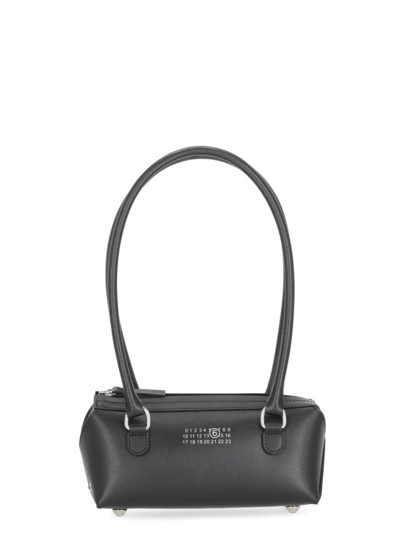 Mm6 By Maison Margiela Sleek Rectangular Black Leather Mm6 Shoulder Bag