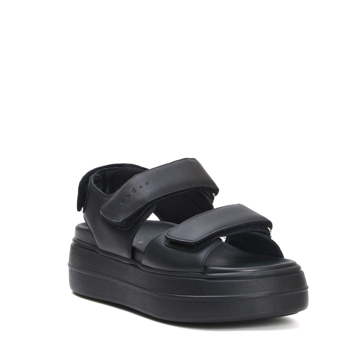 Hogan Black Leather Strap Sandal