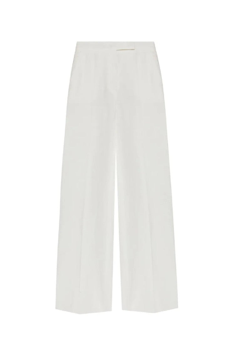 Max Mara Wide-Leg White Linen Trousers With High Waist