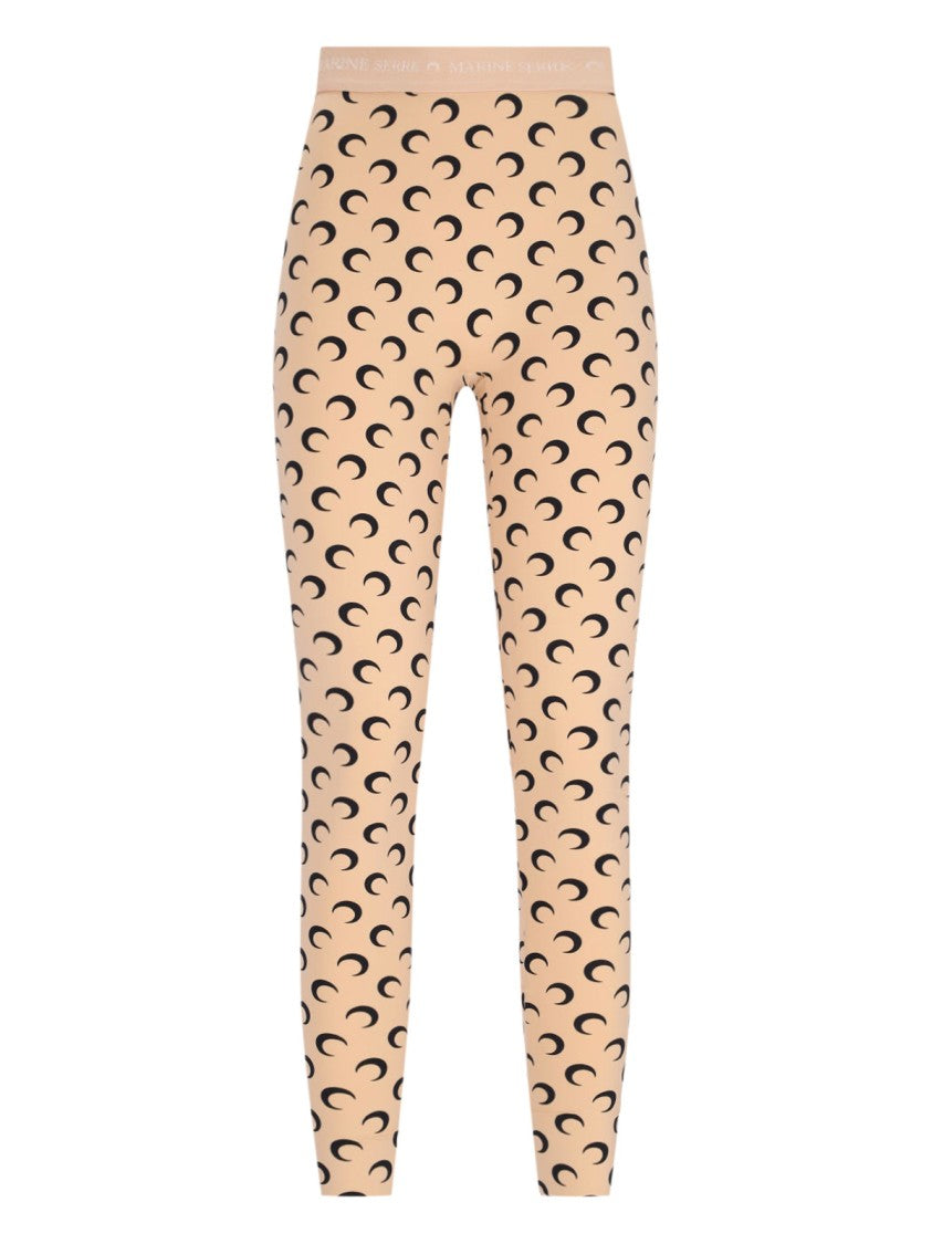 Marine Serre "Moon" Leggings, In Beige Stretch Nylon