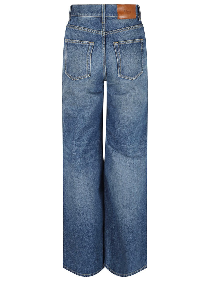 Chloé Wide-Leg Denim Jeans With Classic Five-Pocket Design
