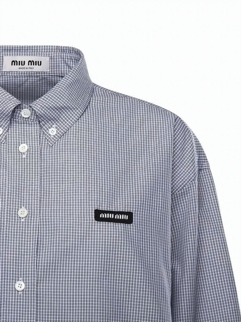 Miu Miu Cropped Checkered Shirt With Button-Down Front