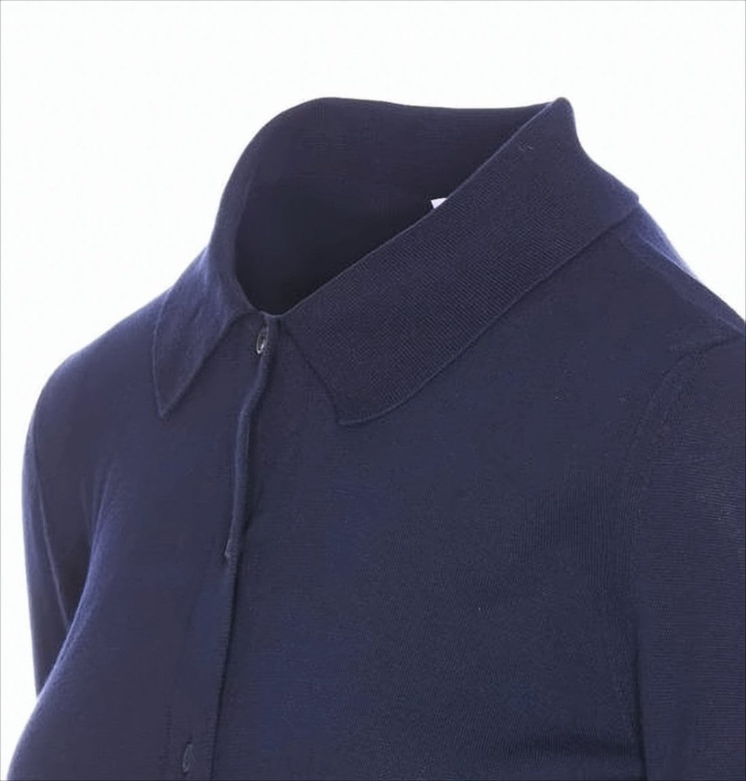 Thom Browne Navy Blue Cardigan With Striped Accent