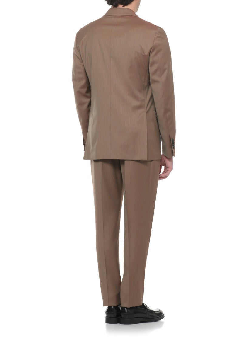 Lardini Brown Pin Lapel Wool Suit