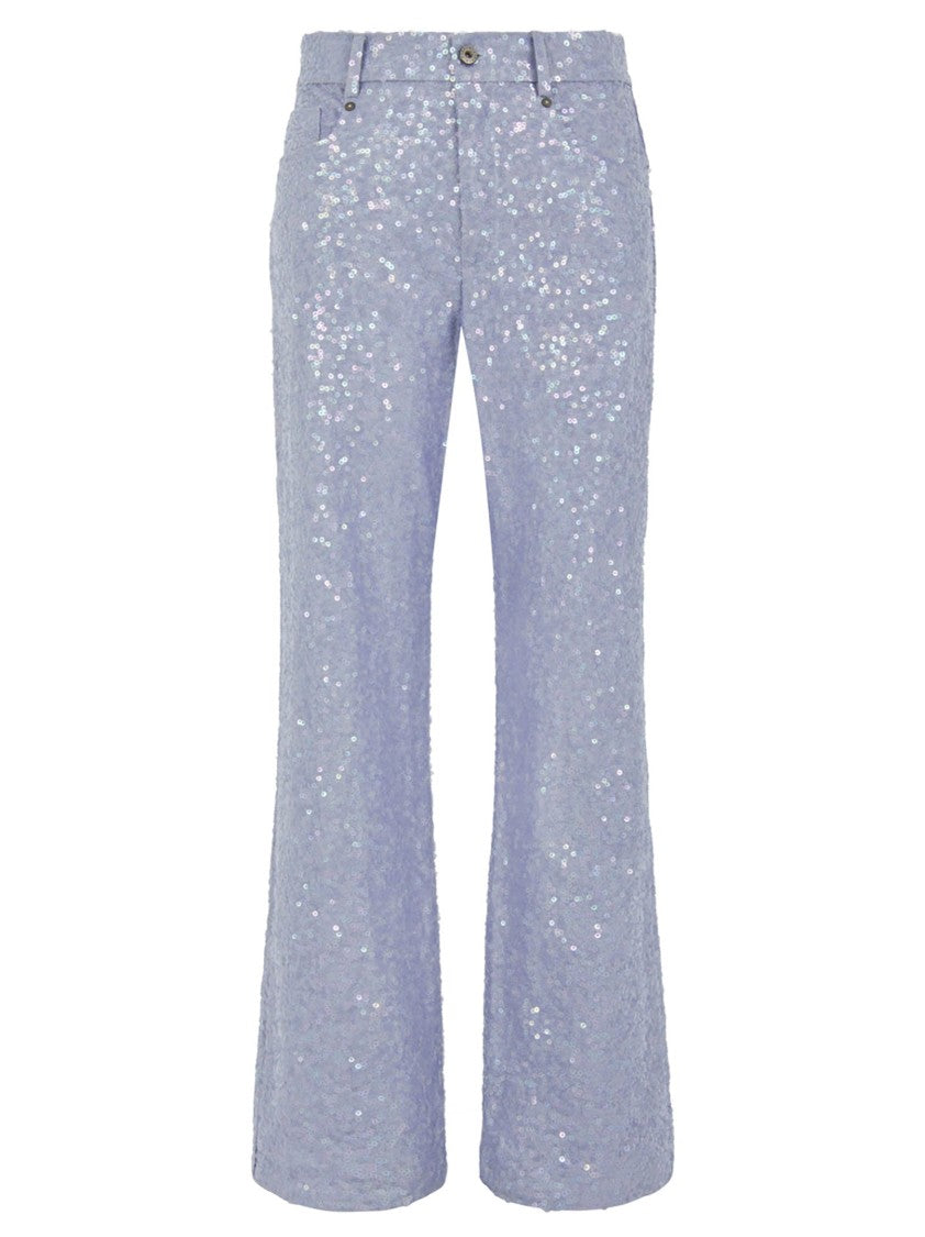 Parosh Sequined Flared Blue Jeans