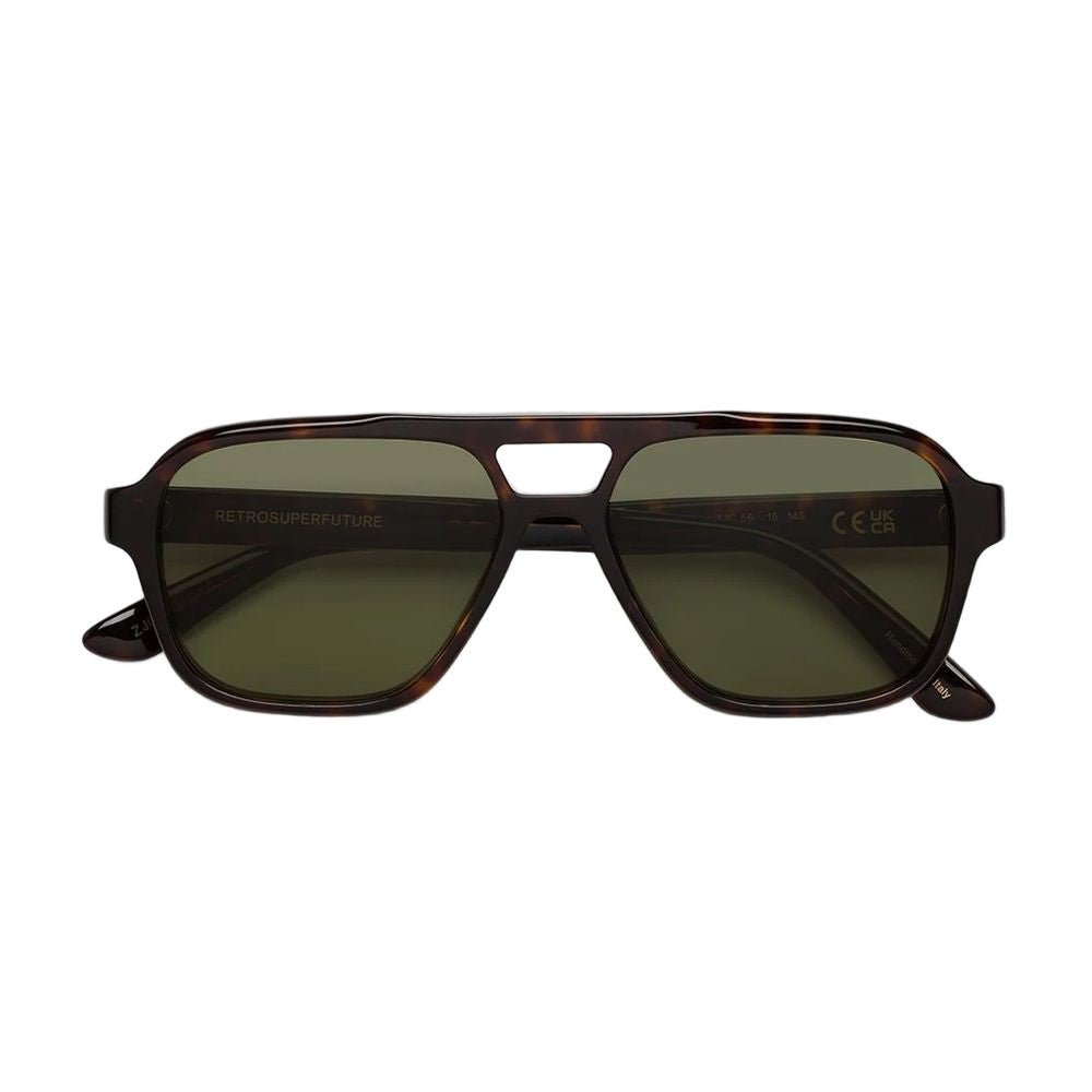 Retrosuperfuture Maneval Havana Havana Acetate Pilot Sunglasses