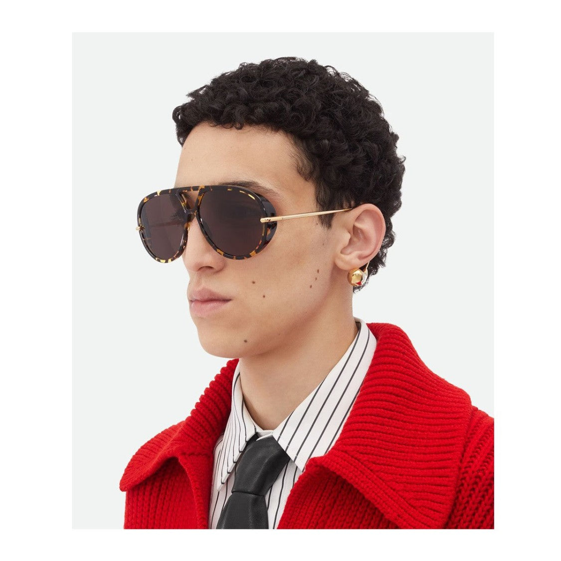 Bottega Veneta Havana Unapologetic Acetate Pilot Sunglasses