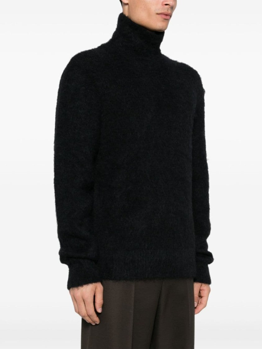 Ami Paris Brushed Effect Black High Neck Sweater