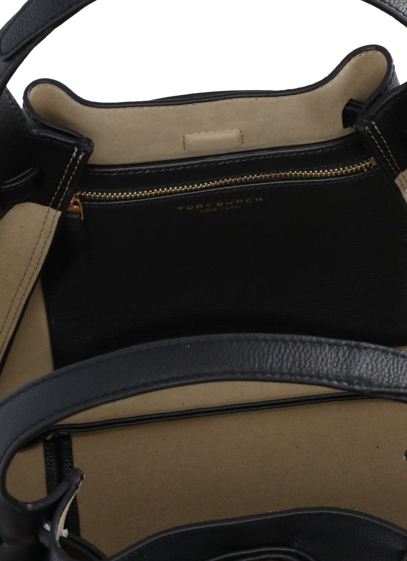Tory Burch Black Textured Leather Removable Strap Shoulder Bag