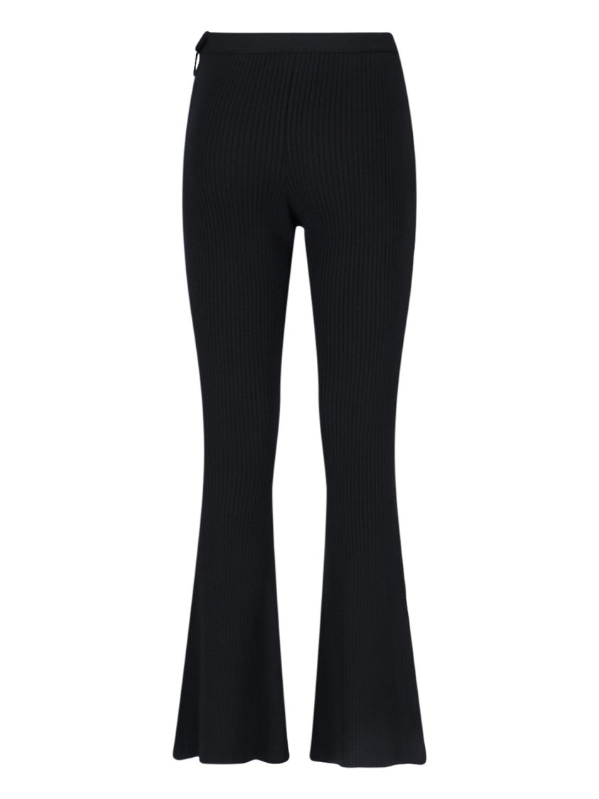 Courrèges Flared Black Trousers With Ribbed Texture
