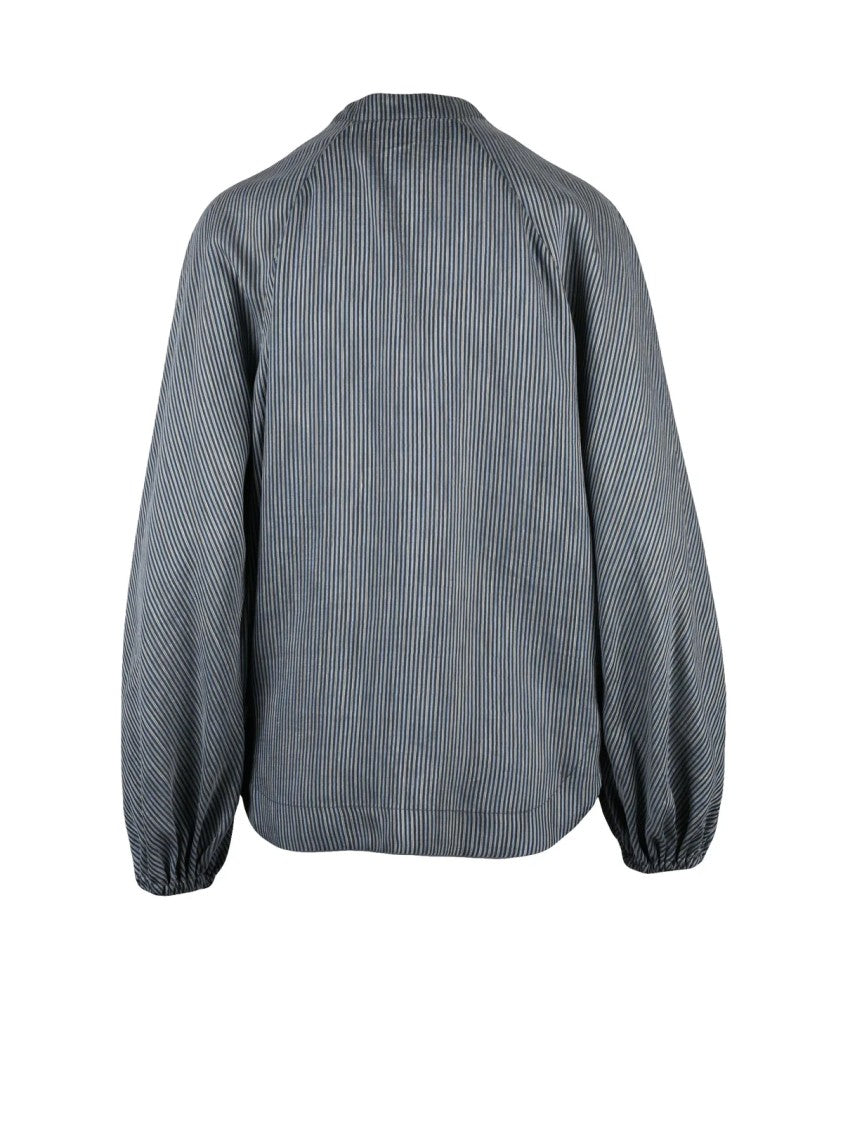 Douuod Grey Sky Blue Viscose Linen Silk Shirt