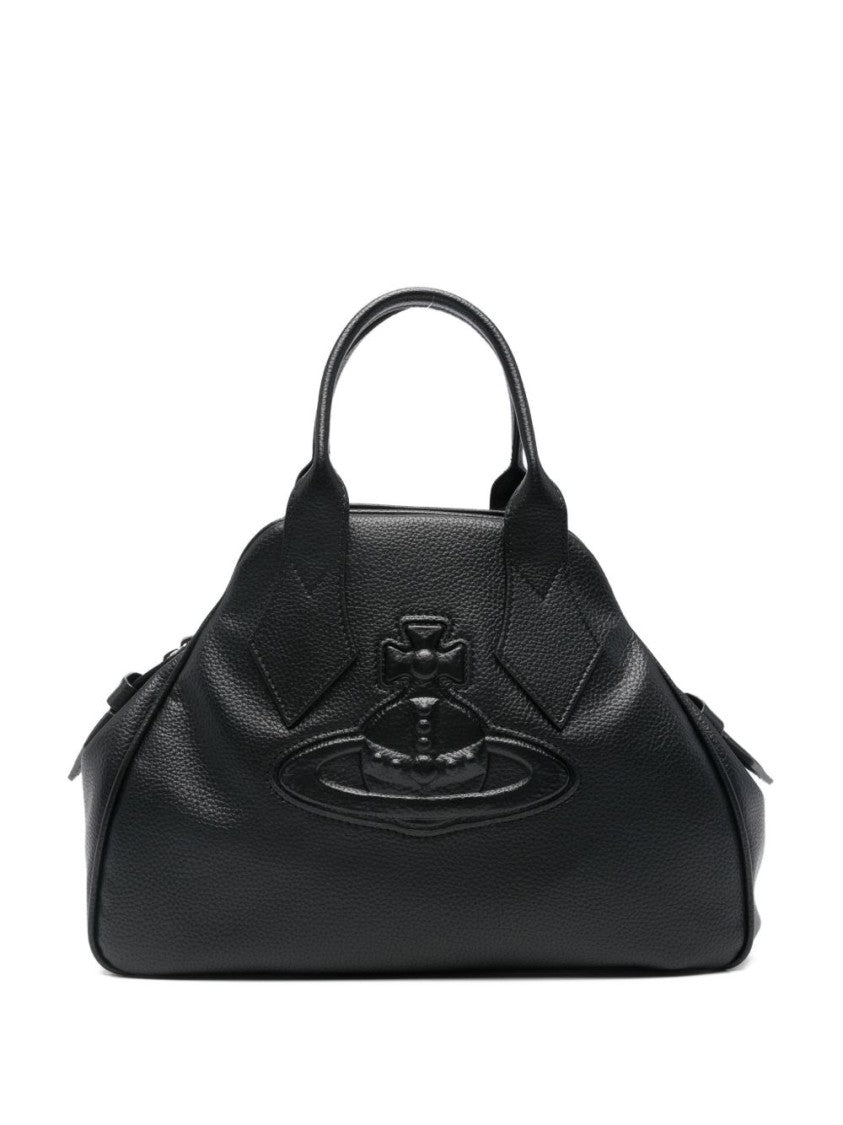 Vivienne Westwood Black Grained Textured Orb Logo Bag