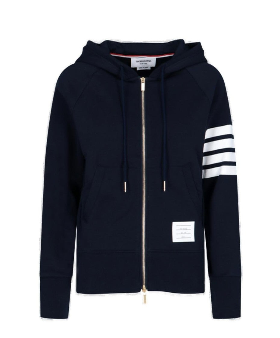 Thom Browne Zip-Up Hoodie With Iconic Three-Stripe Detail