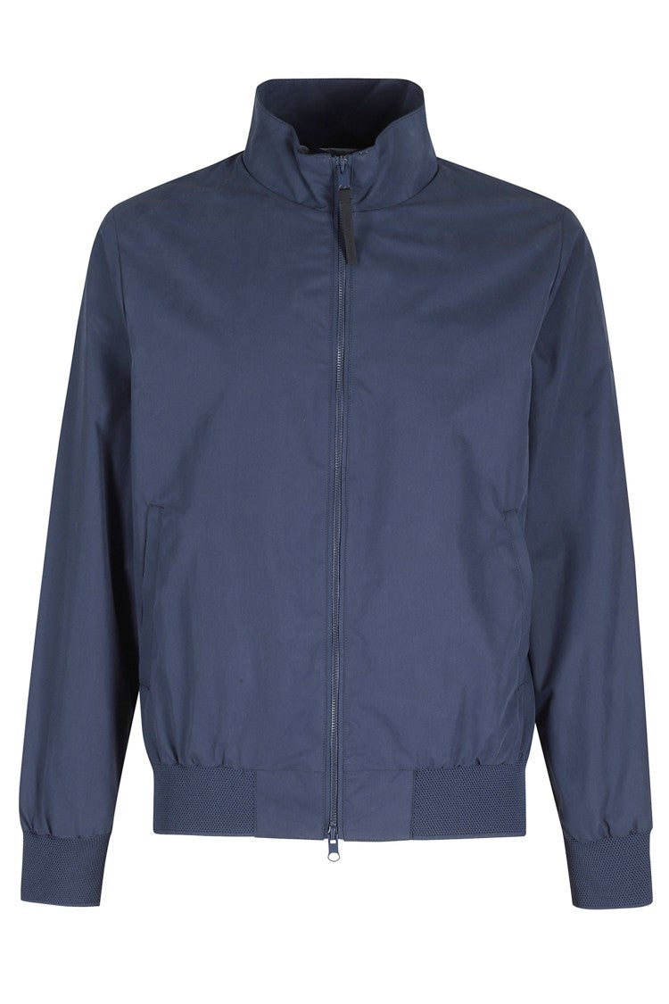 People Of Shibuya Navy Blue Shibuya Jacket With Crew Neck And Elastic Knit Details