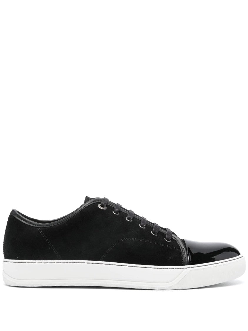 Lanvin Low-Top Sneakers With Glossy Patent Toe Cap And Suede Upper