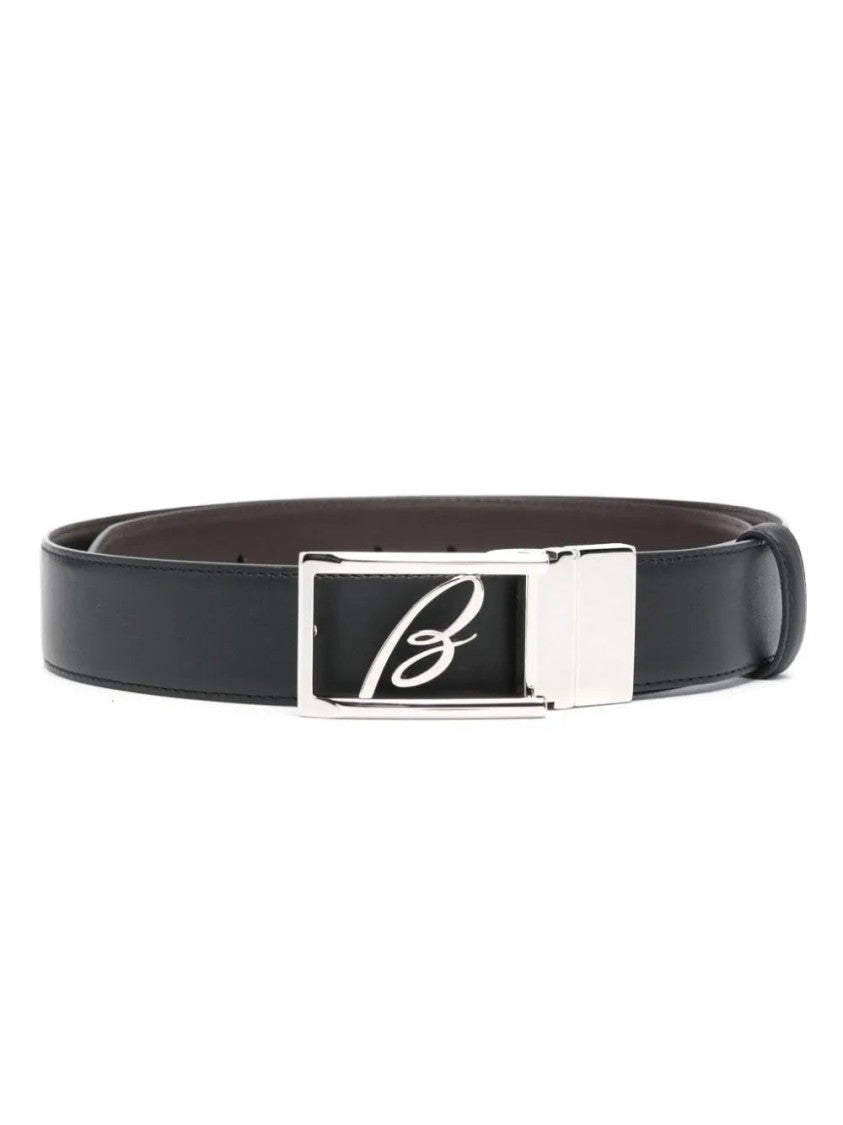 Brioni Minimalist Leather Belt With Polished Logo Buckle