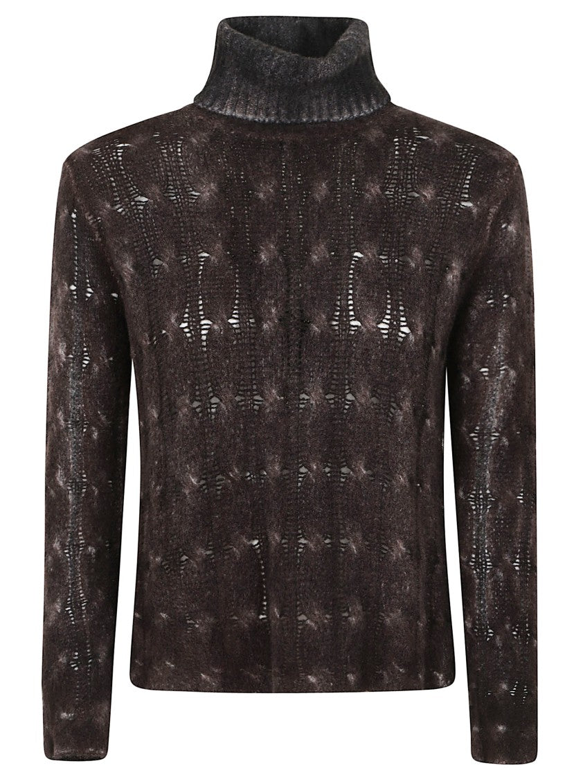 Avant Toi Hand-Painted Cashmere-Silk Cable-Knit Sweater