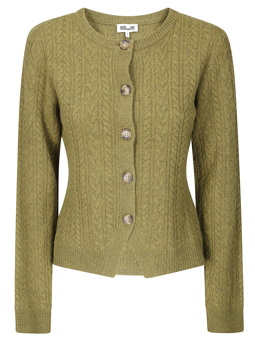 Baum Und Pferdgarten Intricate Knit Sweater With Contrast Buttons And Round Neckline