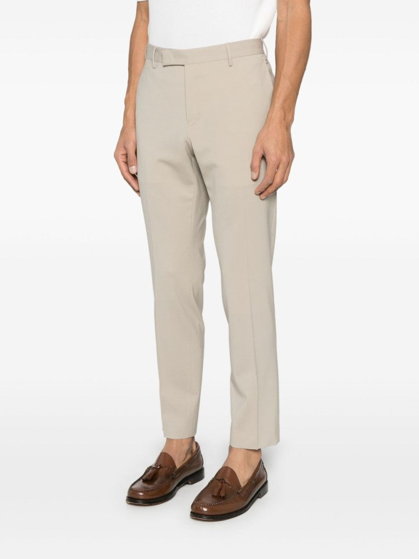 Pt Torino Tailored Light Beige Formal Pants With Concealed Front Closure