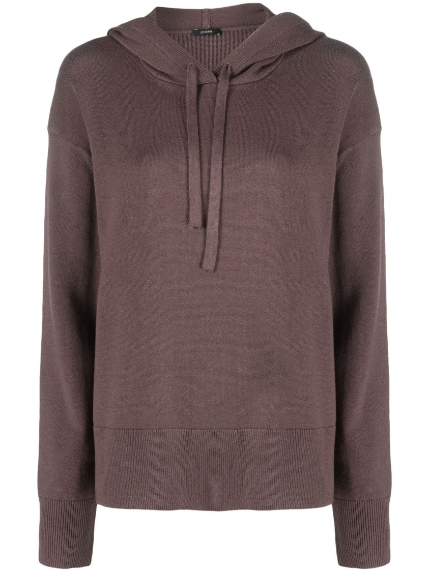 Joseph Relaxed Fit Brown Cashmere-Cotton Hoodie