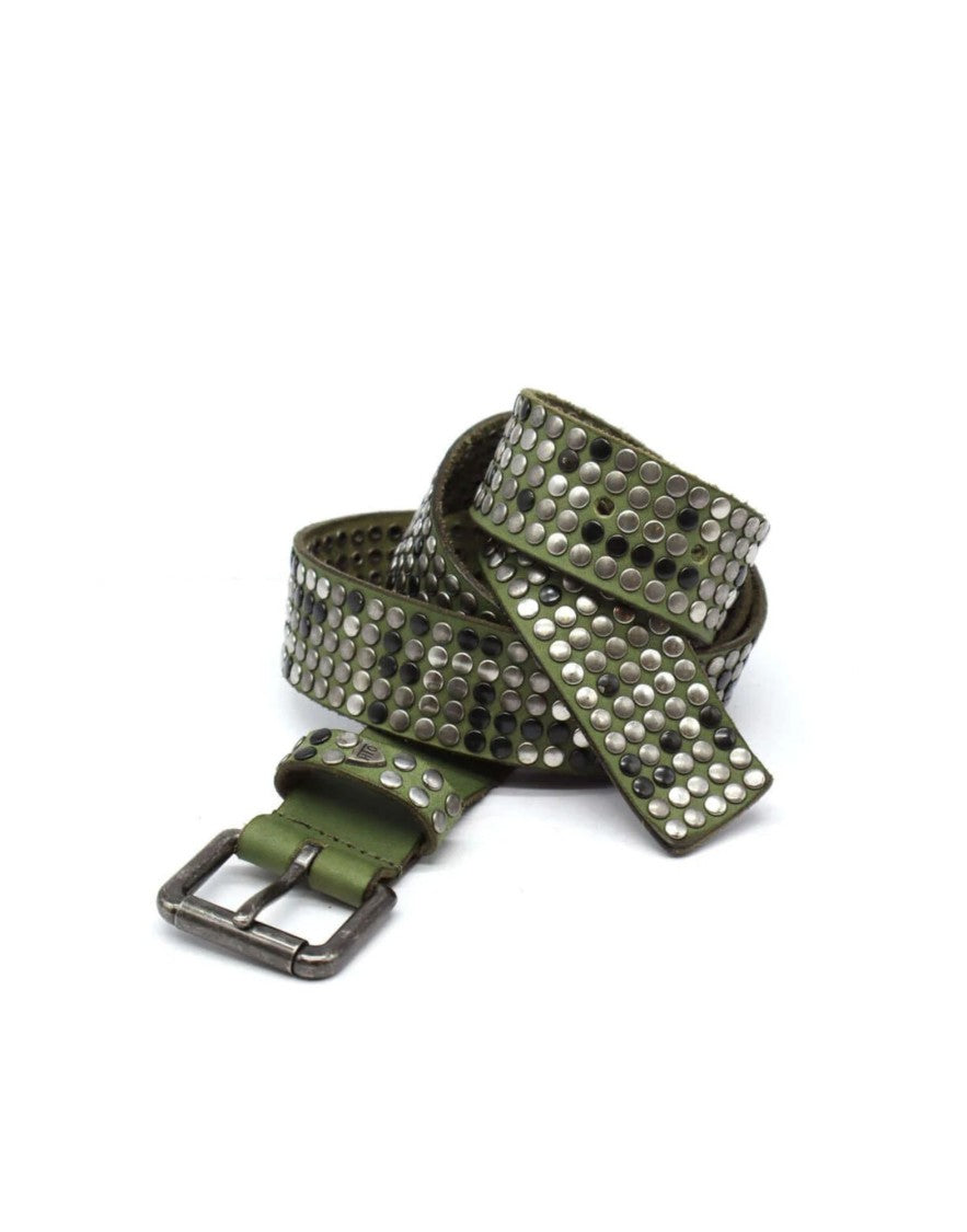 Htc 5.000 Studs Color Belt Olive Leather Studded Belt