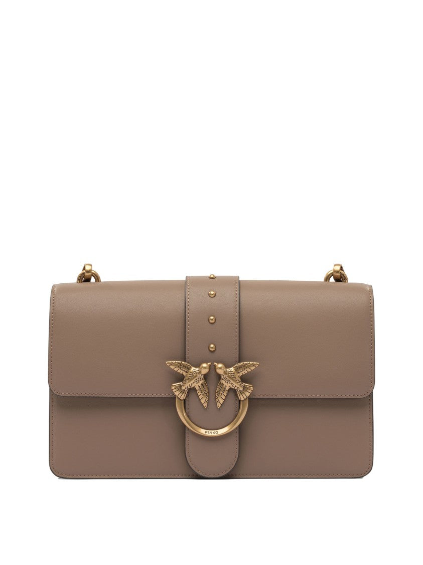 Pinko Beige Crossbody Bag With Gold-Tone Clasp