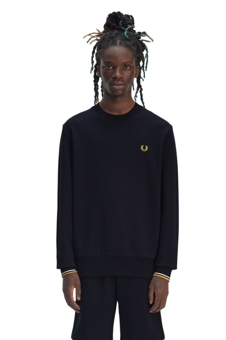Fred Perry Regular Fit Black Hoodie With Ribbed Edges