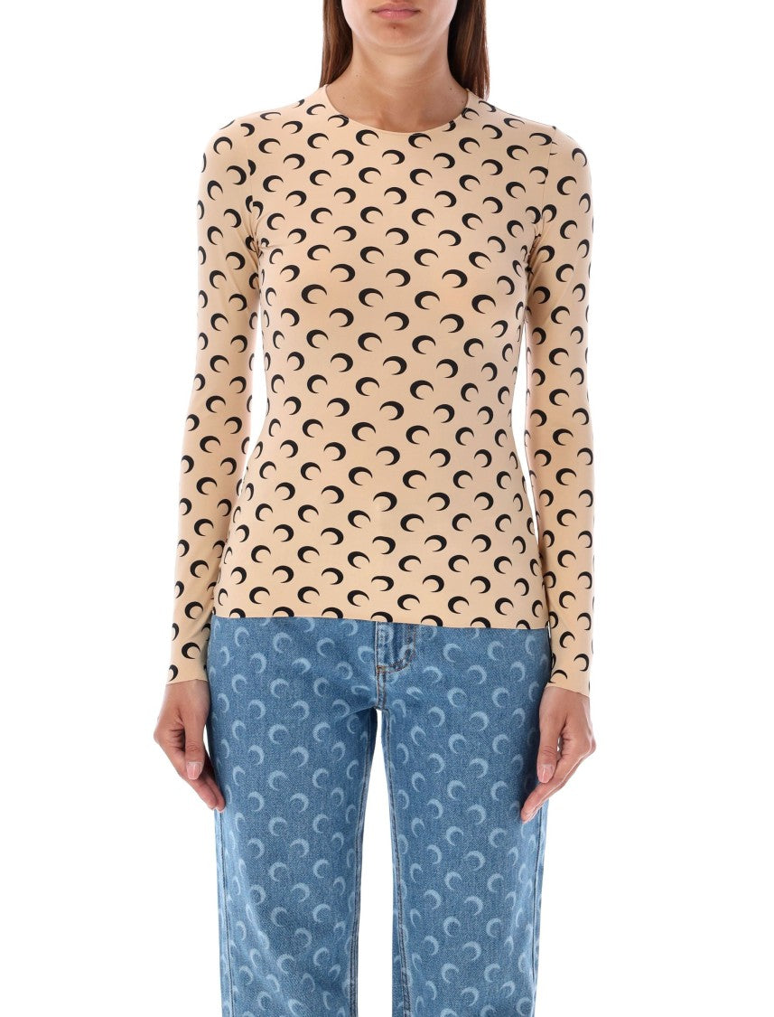 Marine Serre Second Skin Moon Crewneck Top