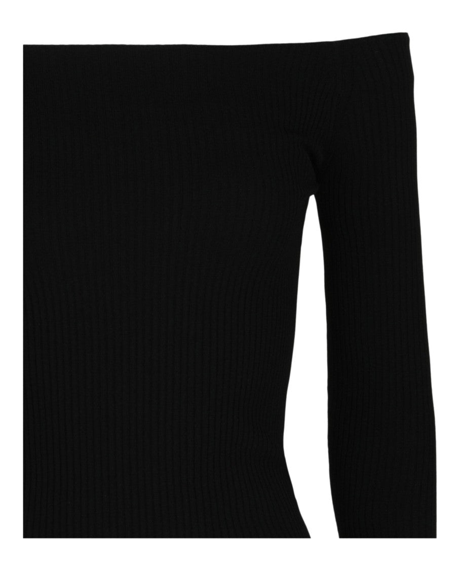 Valentino Off-The-Shoulder Ribbed Knit Sweater