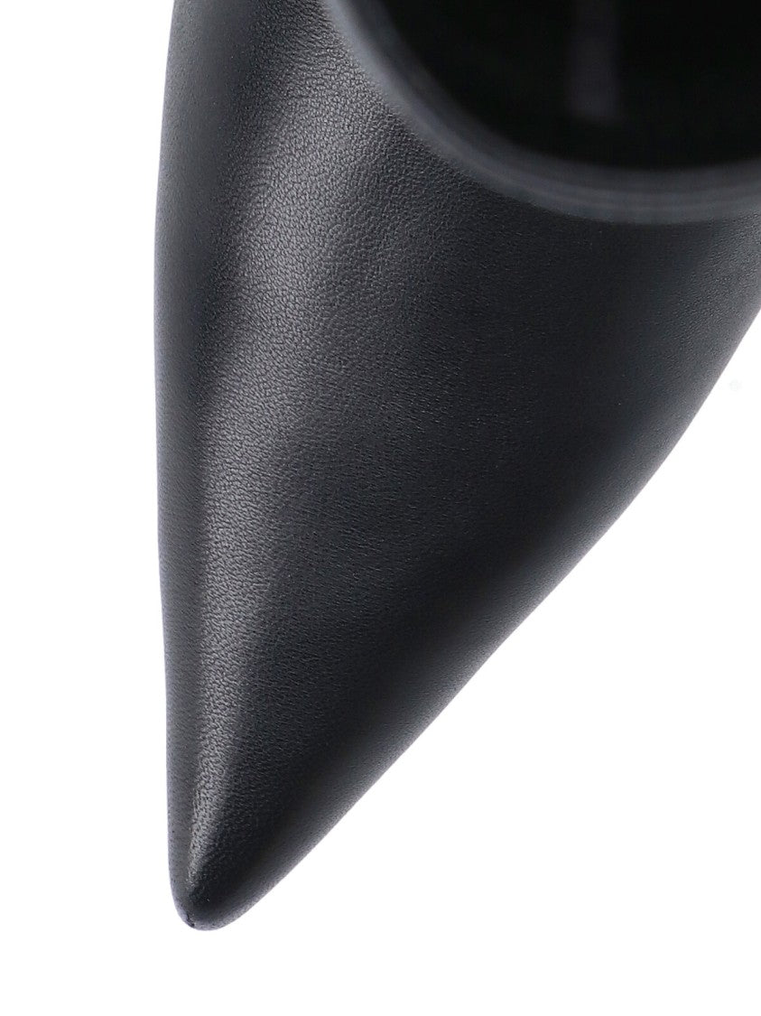 Marc Jacobs Pointed Toe Black Lambskin Boots With Raised Stitching