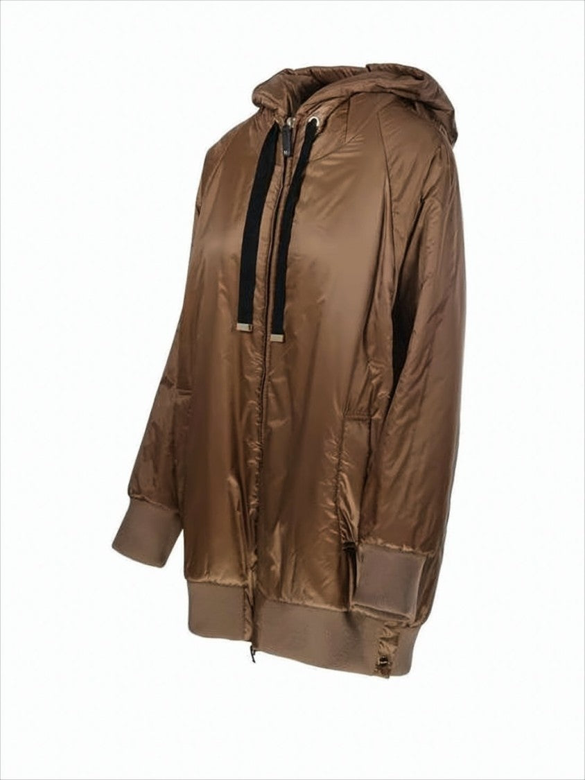 Max Mara Brown Hooded Casual Jacket With Padded Finish