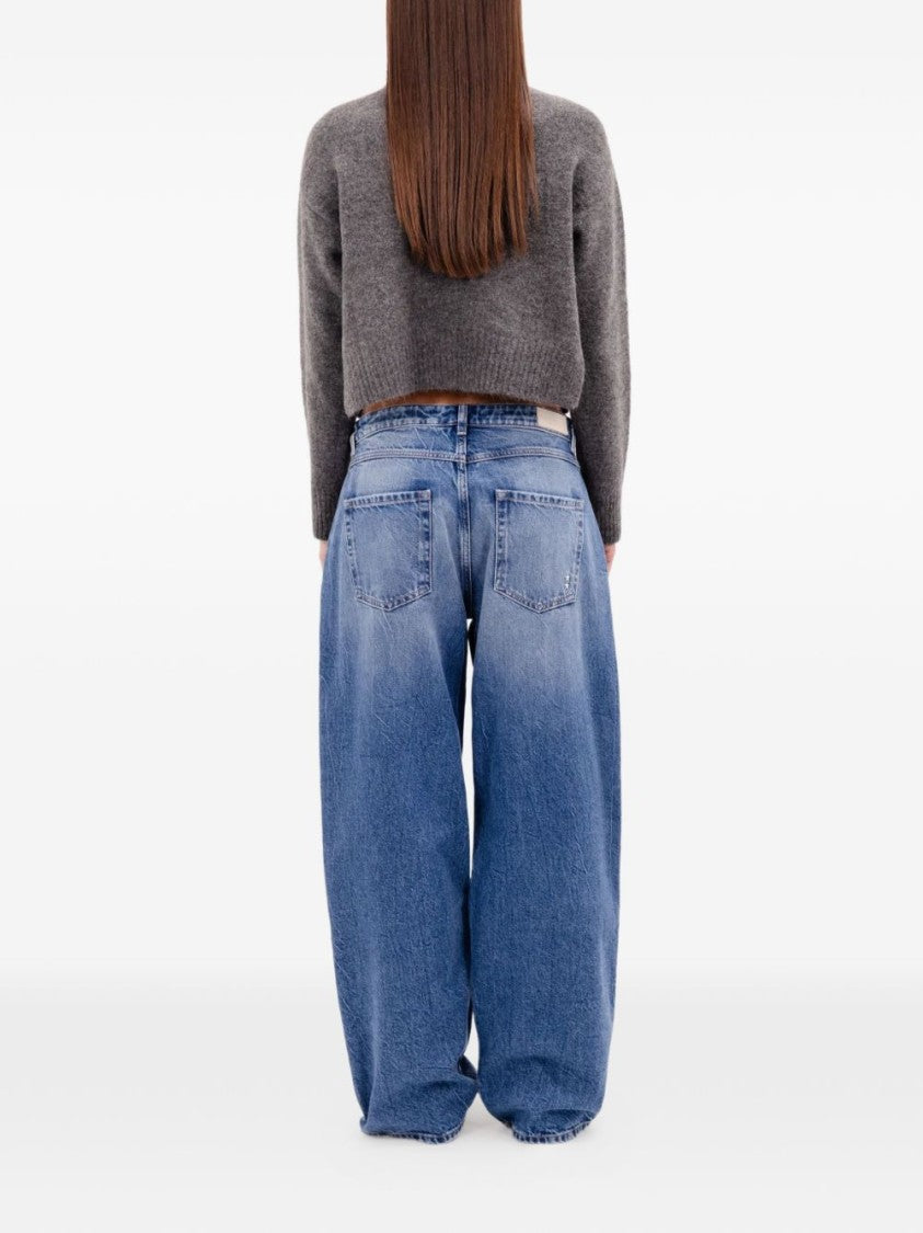 Icon Denim High-Waisted Wide-Leg Denim Jeans With Five-Pocket Design