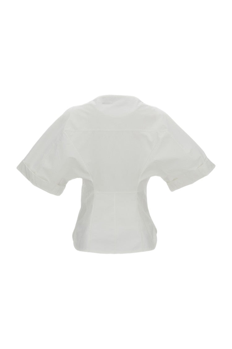 Jacquemus Cotton Poplin Shirt With Boat Neckline And Wide Sleeves