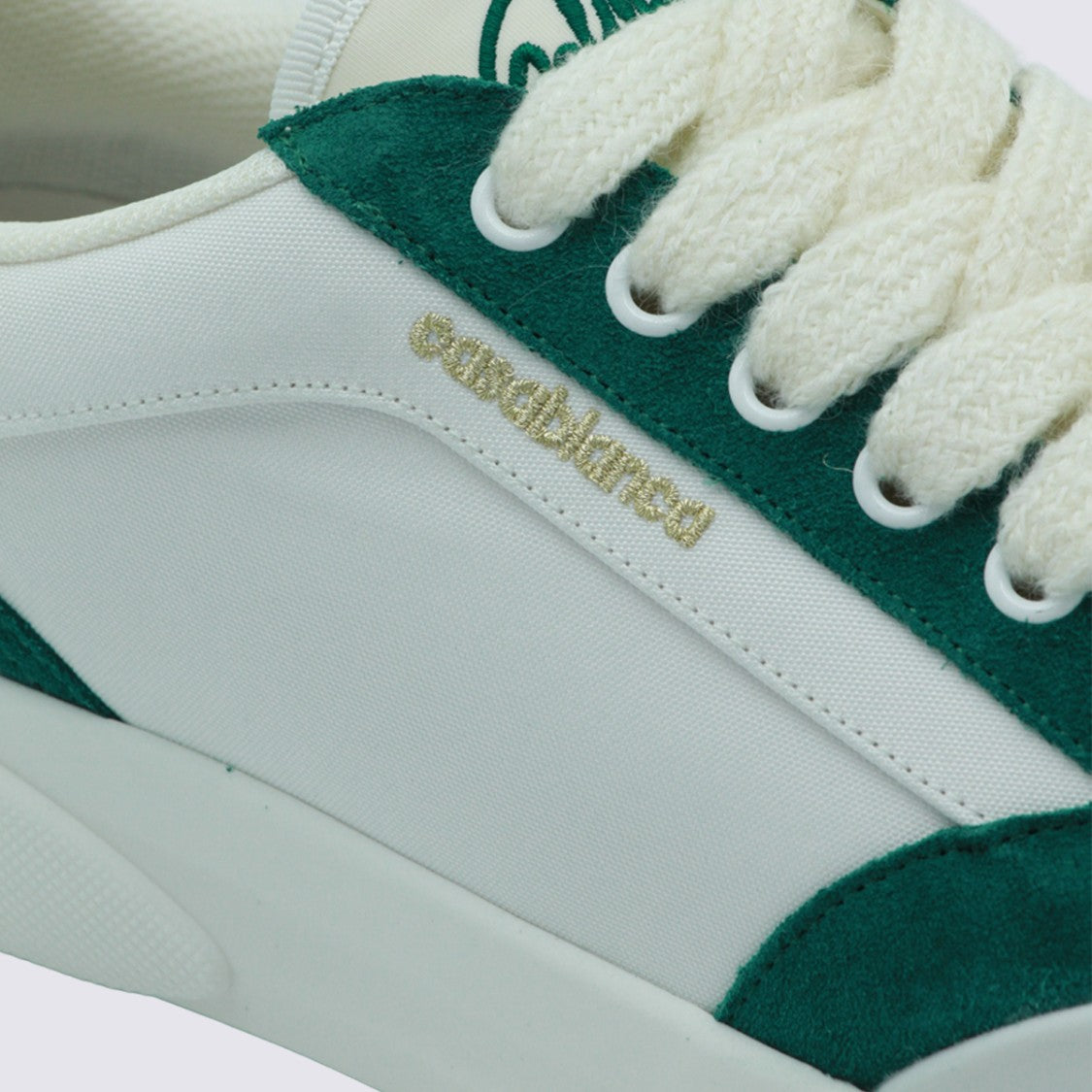 Casablanca Low-Top Sneakers With Deep Green Suede Overlays