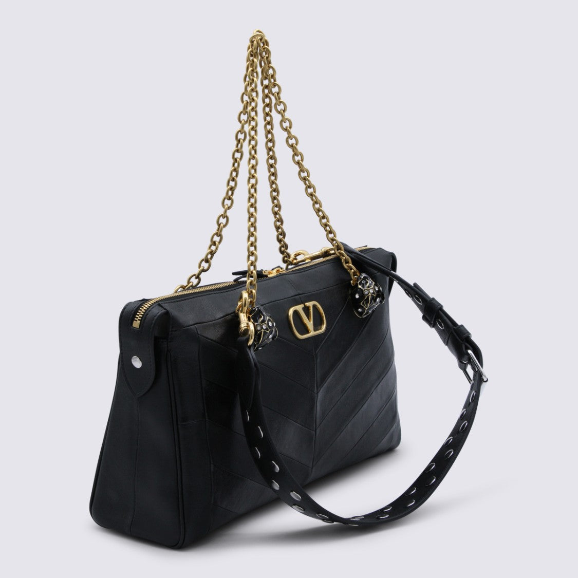 Valentino Garavani Chevron Quilted Handbag With Gold Accents