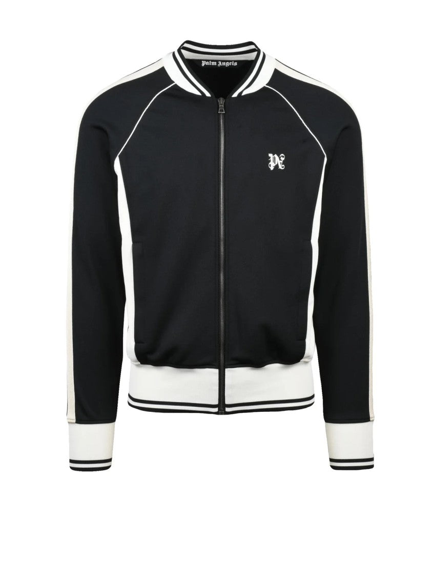 Palm Angels Versatile Zip-Closure Sweatshirt Jacket With Contrasting Panels