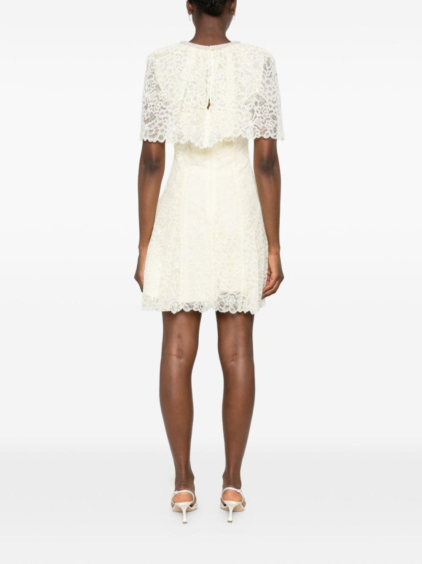 Self-Portrait Delicate Lace Scalloped Mini Dress