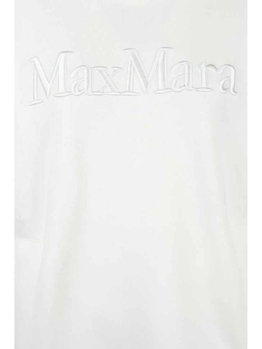 Max Mara Relaxed-Fit White Hoodie With Embroidered Logo Detail