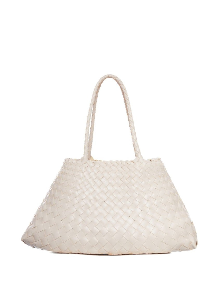 Dragon Diffusion Woven Calf Leather Shopper Bag In Soft Beige