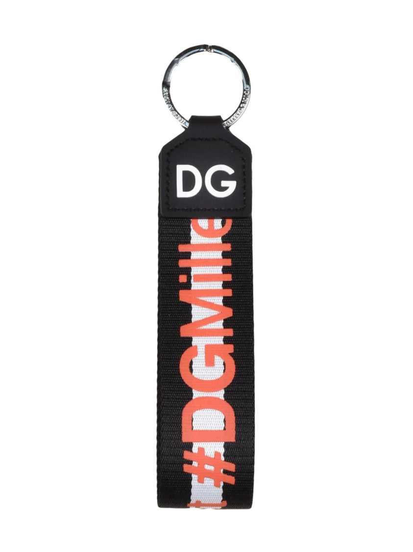 Dolce & Gabbana Black/Orange Bold Color Contrast Polyester Keychain